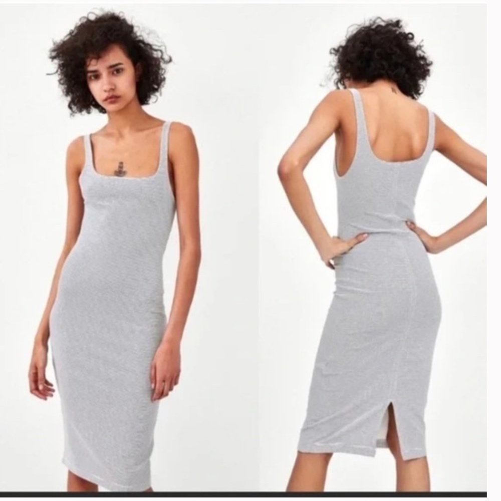 Zara Trafaluc Black/White Striped Tank Top Dress